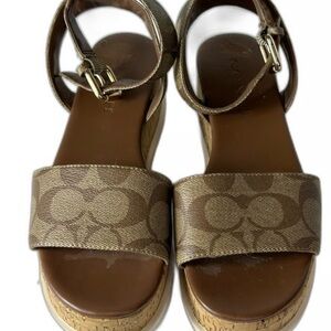 Coach Tan Wedge Sandals